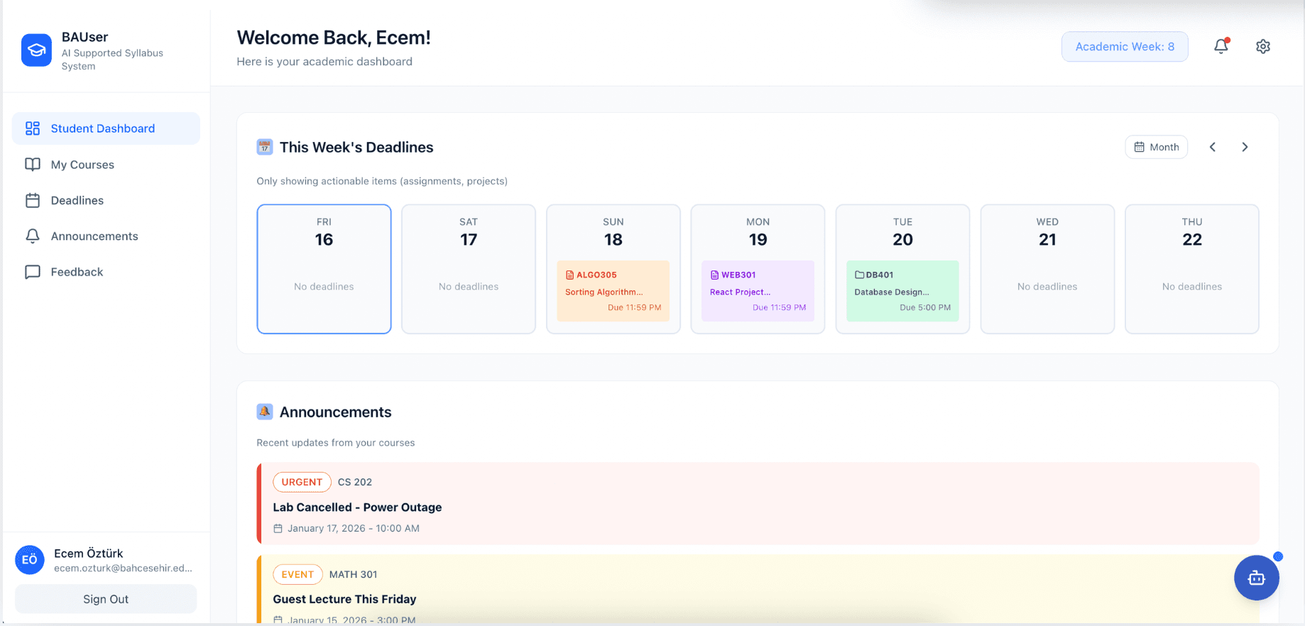 SyllabAI student dashboard
